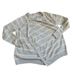 Nautica Womens Striped Wrap  Cardigan-Gray-Medium-GUC